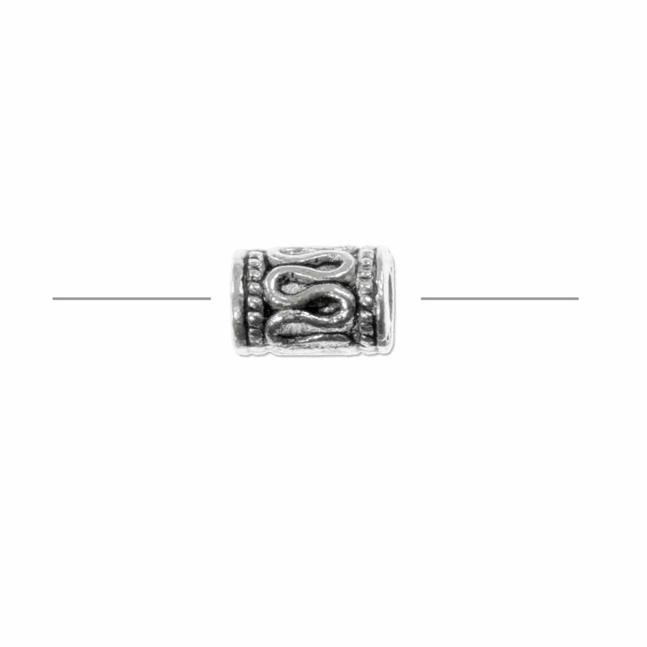 Scrollwork Tube Bead 9x6mm Pewter Antique Silver Plated (Package of 1)